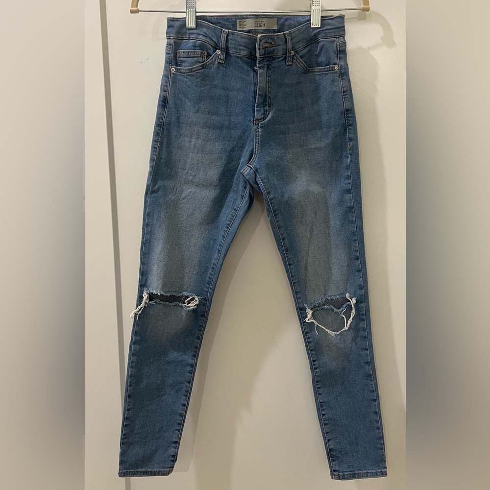Topshop Ripped Skinny Jeans in Blue